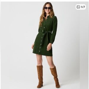 NWT J. Crew Pine Long sleeve Corduroy Shirt Dress